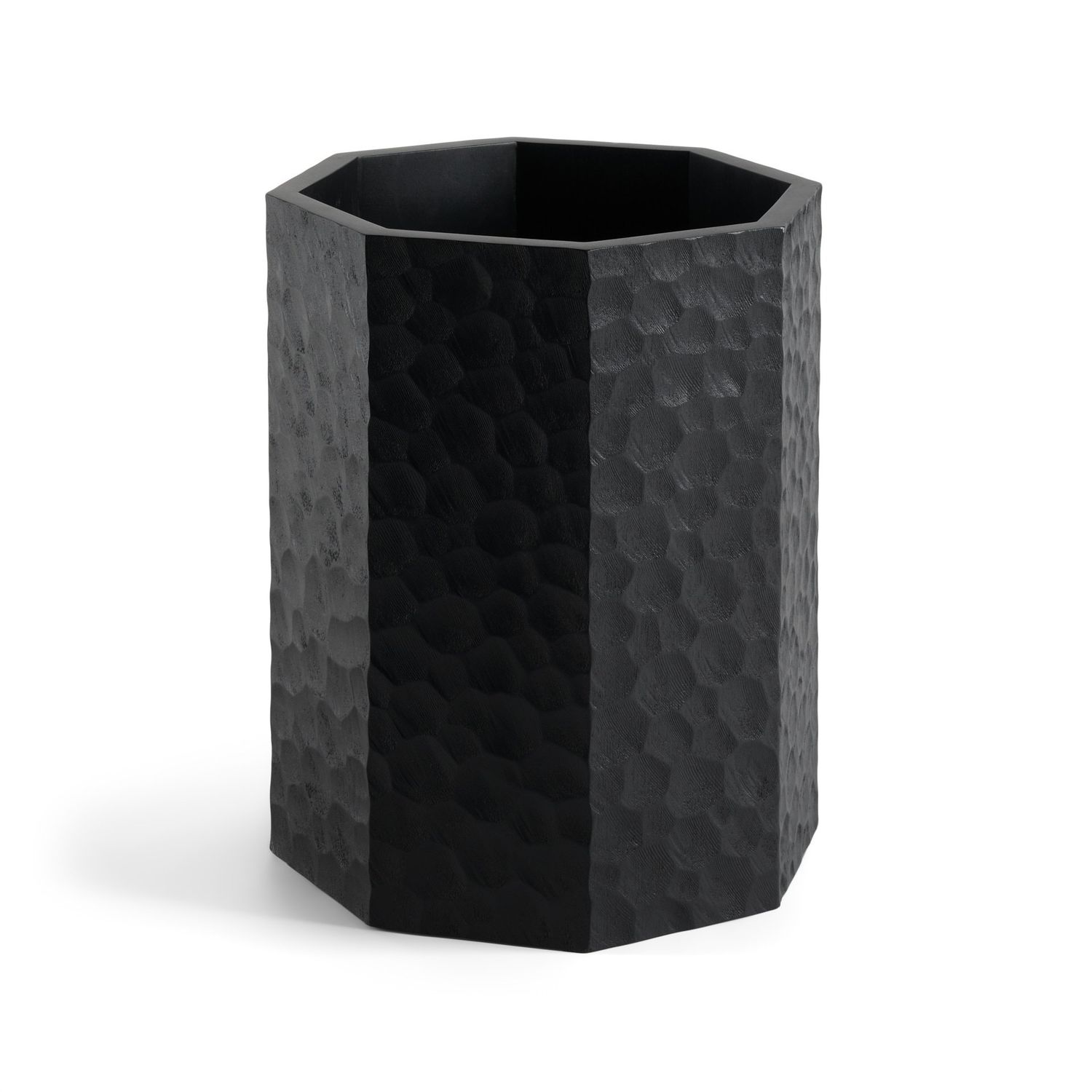 Chopped paper basket - varnished mahogany - black, 11 x 11 x 14