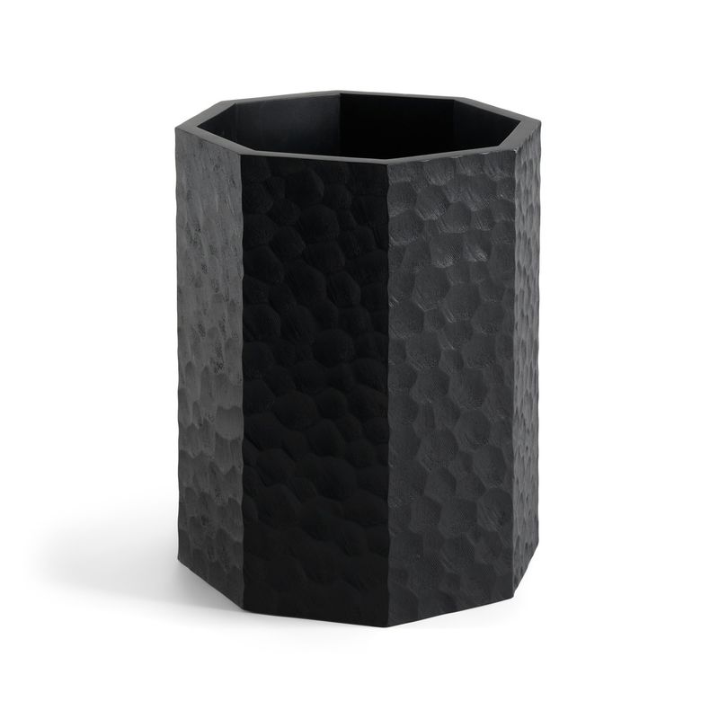 Chopped paper basket - varnished mahogany - black, 11 x 11 x 14