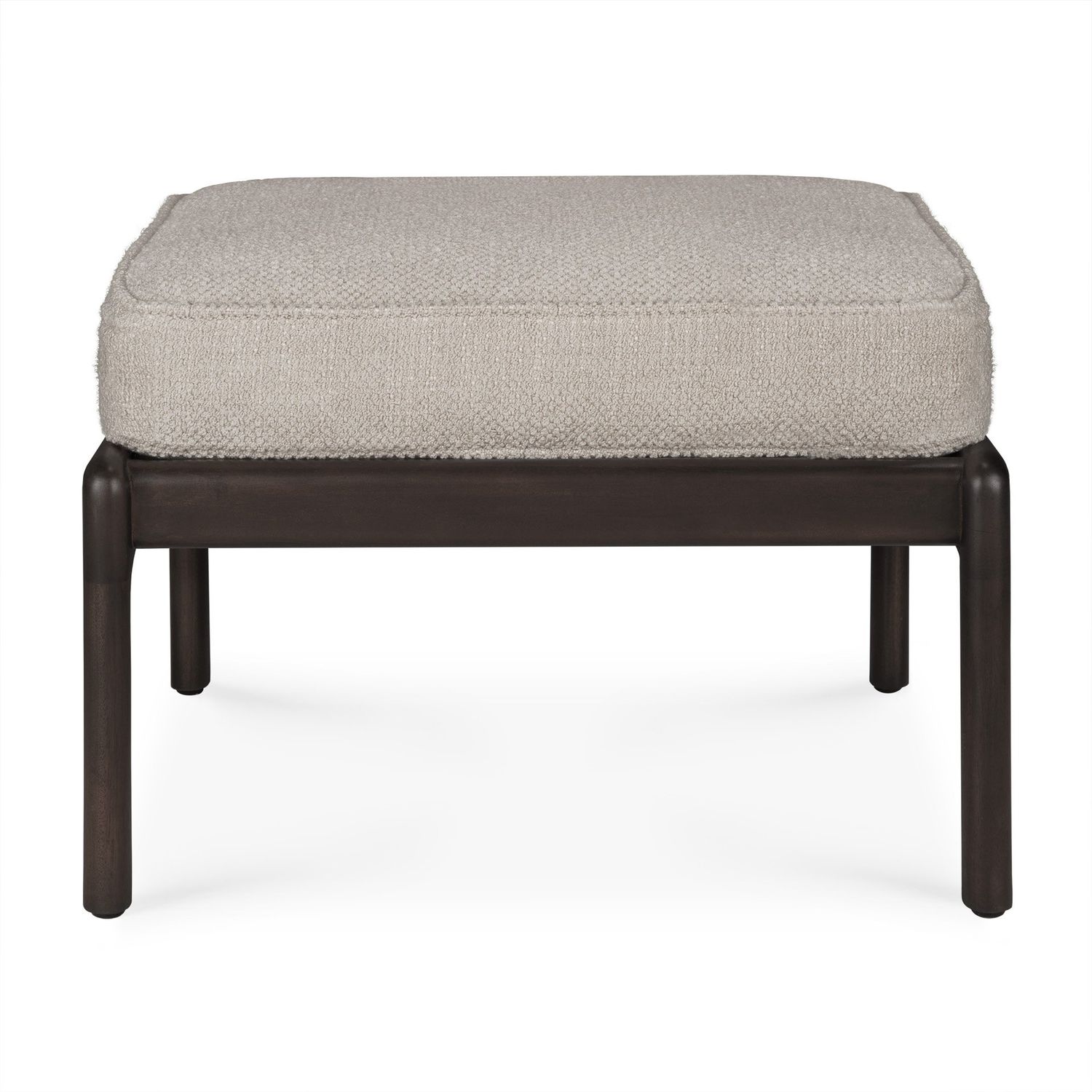 Jack footstool - varnished mahogany - dark brown - Ivory fabric, 22 x 19.5 x 15