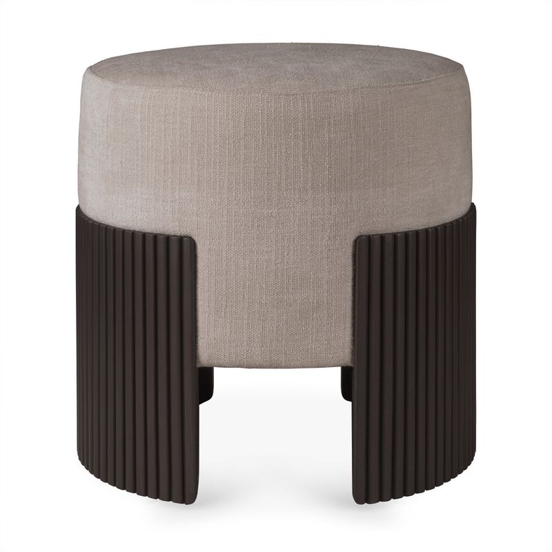 Roller Max pouf - varnished mahogany - dark brown - Rice fabric, 17.5 x 17.5 x 18