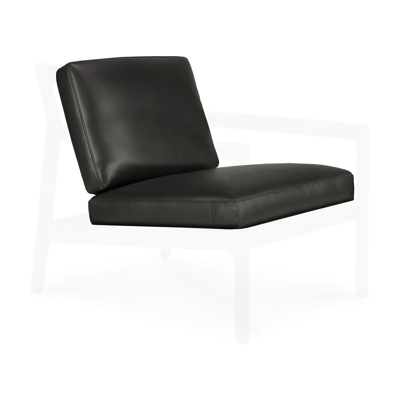 Jack lounge chair cushion set - Black leather, 23.5 x 23.5 x 12