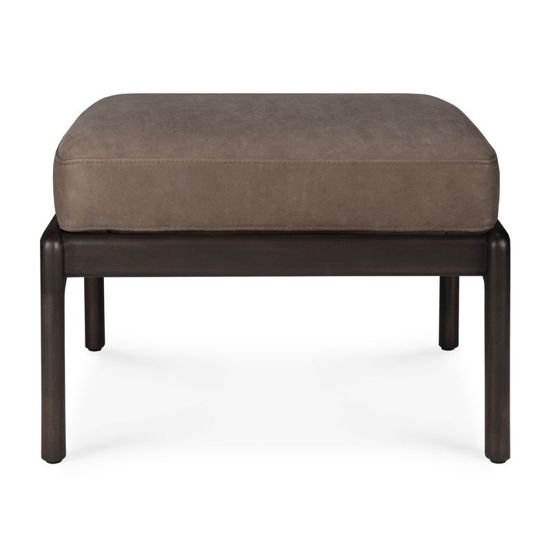 Jack footstool - varnished mahogany - dark brown - Terra nubuck leather, 22 x 19.5 x 15