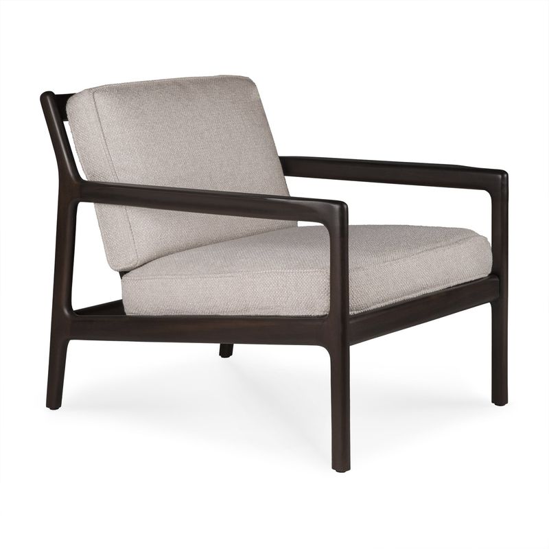 Jack lounge chair - varnished mahogany - dark brown - Ivory fabric, 27 x 34.5 x 29