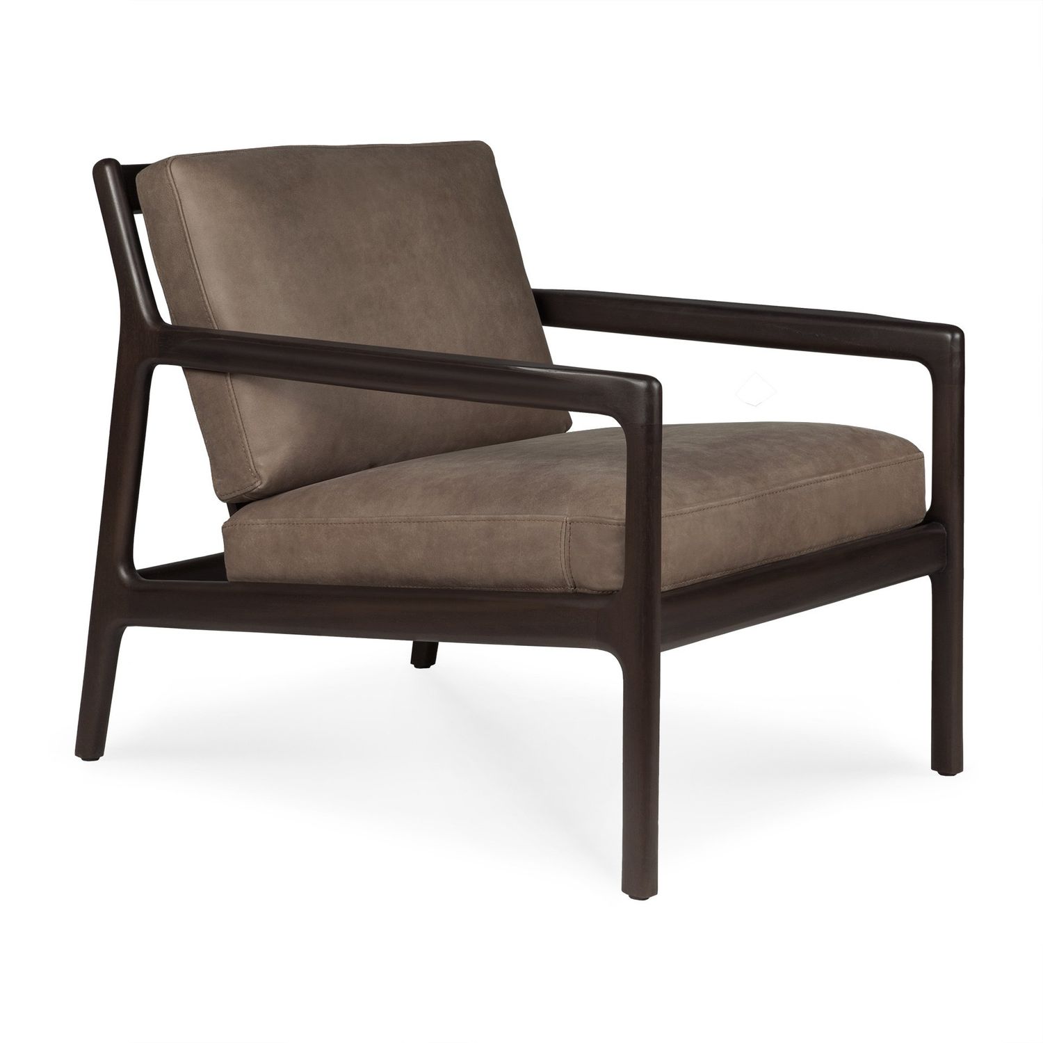 Jack lounge chair - varnished mahogany - dark brown - Terra nubuck leather, 27 x 34.5 x 29