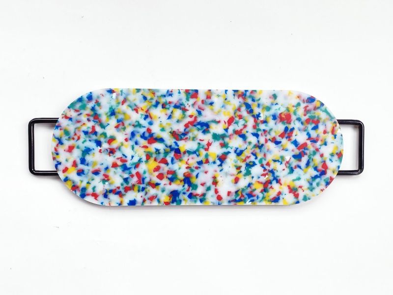 Two-Handle Oval Cutting Board, Confetti