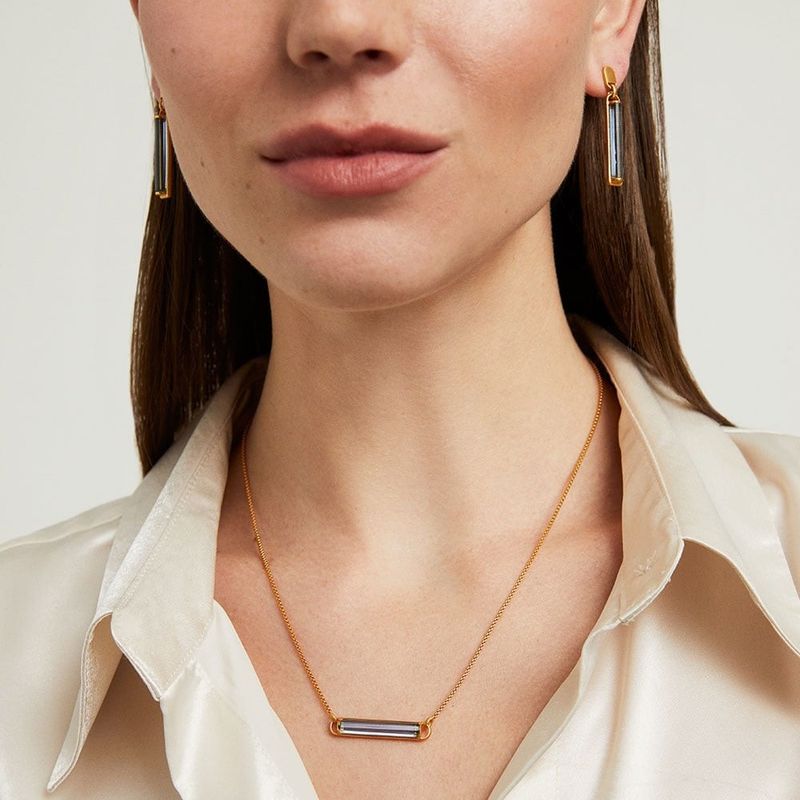 Revival Gemstone Necklace, Denim Blue and Gold