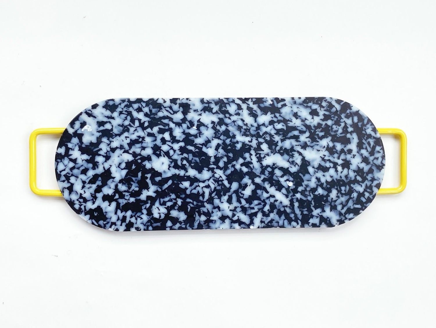 Two- Handle Oval Cutting Board, Black and White