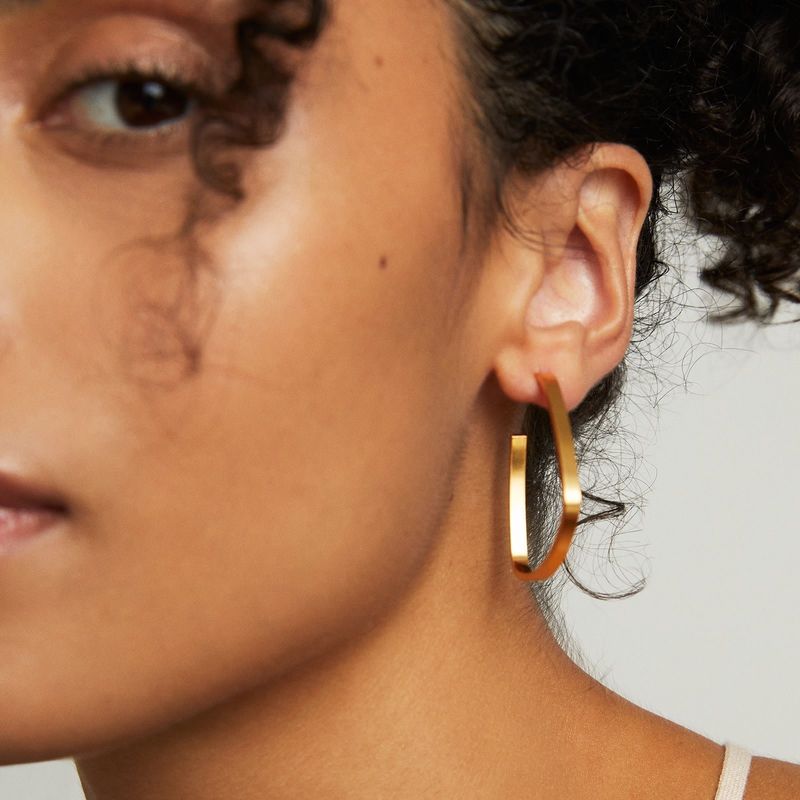 Small Square Hoops, Gold