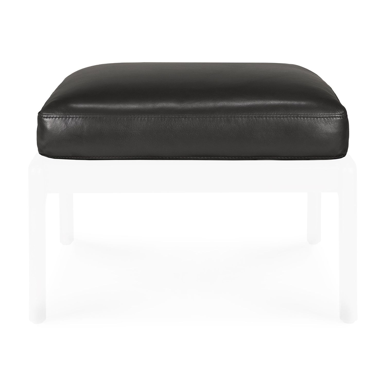 Jack footstool cushion - Black leather, 21 x 18.5 x 4