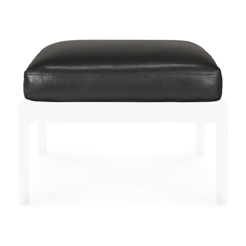 Jack footstool cushion - Black leather, 21 x 18.5 x 4