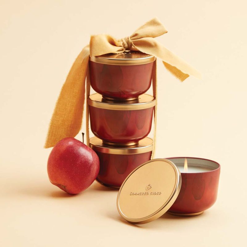 Simmered Cider Poured Candle Tin, Gold Lid