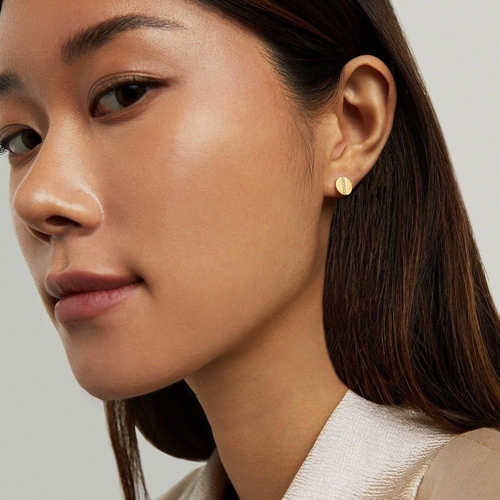 Petite Pave Earrings, Gold and White Topaz