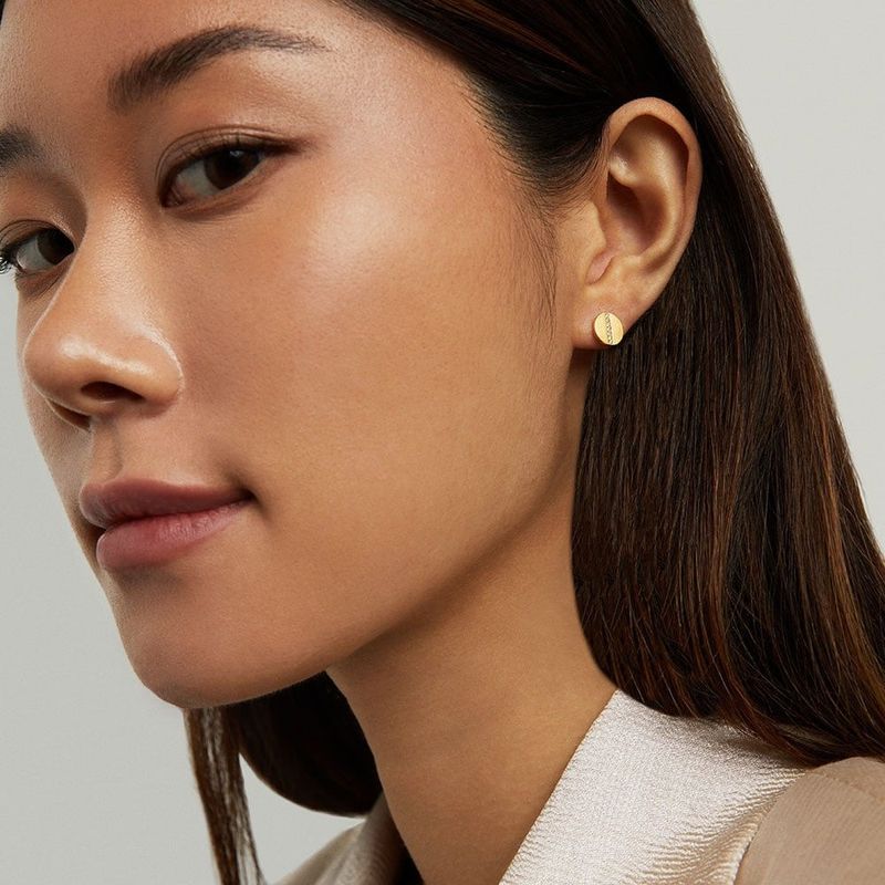 Petite Pave Earrings, Gold and White Topaz