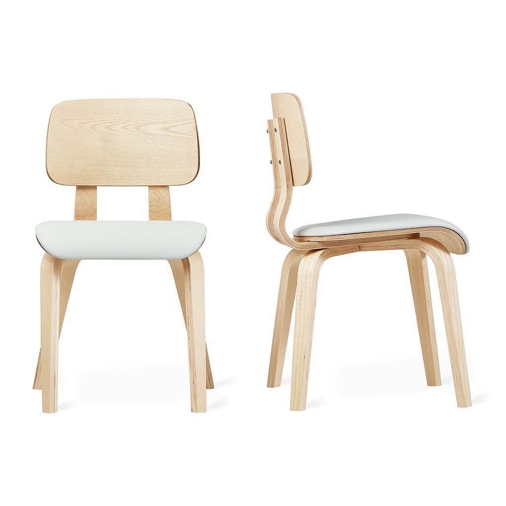 Cardinal Dining Chair, Color: Blonde Ash Moto White Leather