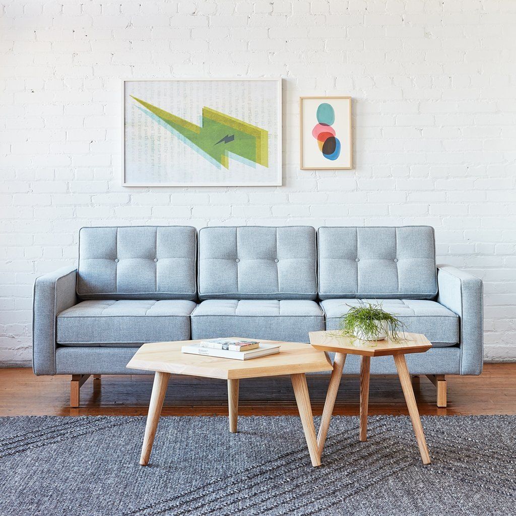 Jane 2 Sofa, Ash Natural, Color: Bayview Silver