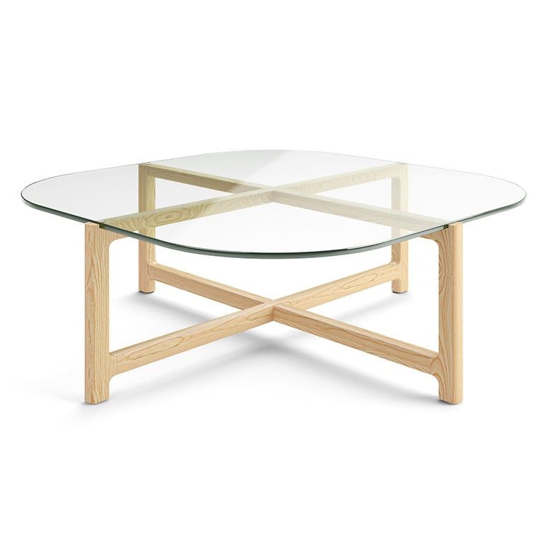 Quarry Square Coffee Table, Color: Natural Ash and Clear Glass