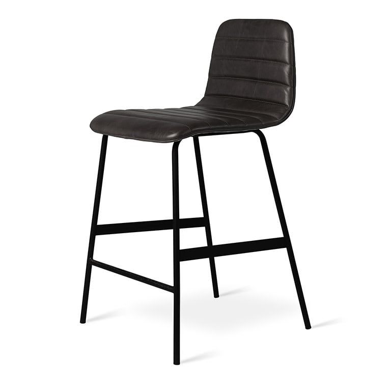 Lecture Upholstered Counter Stool, Color: Saddle Black Leather