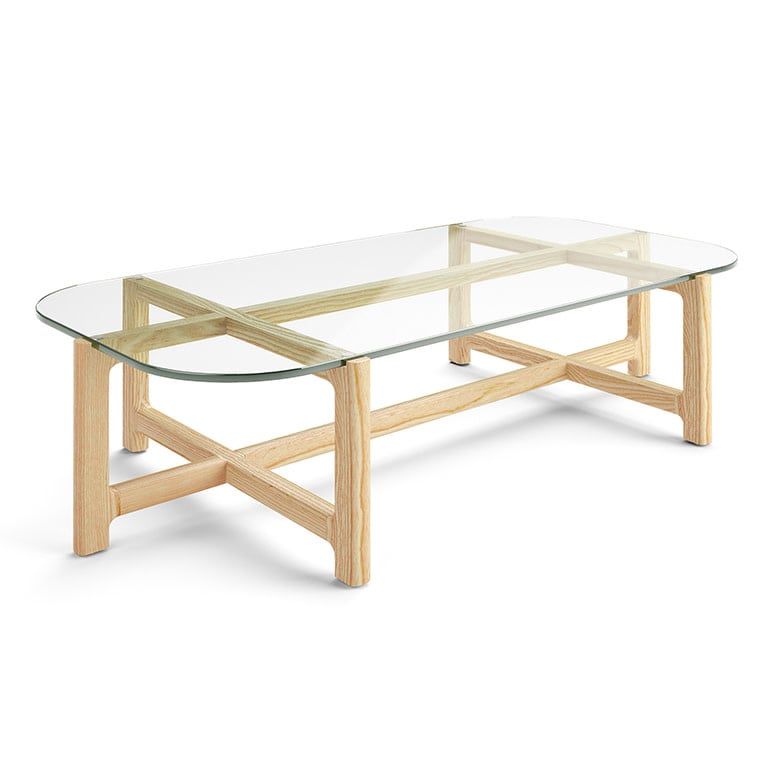 Quarry Rectangular Coffee Table, Color: Natural Ash and Clear Glass