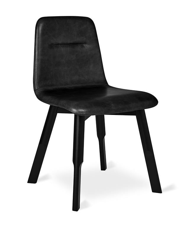 Bracket Dining Chair, Color: Saddle Black Leather