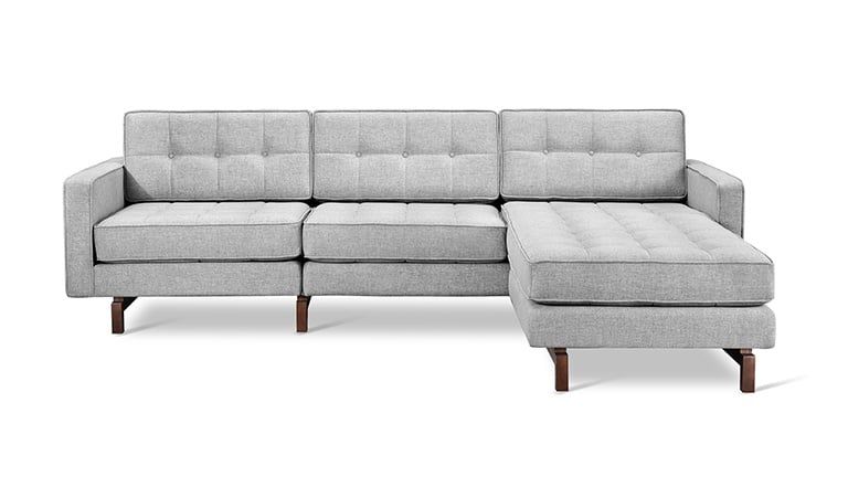 Jane 2 Bi-Sectional, Walnut, Color: Bayview Silver