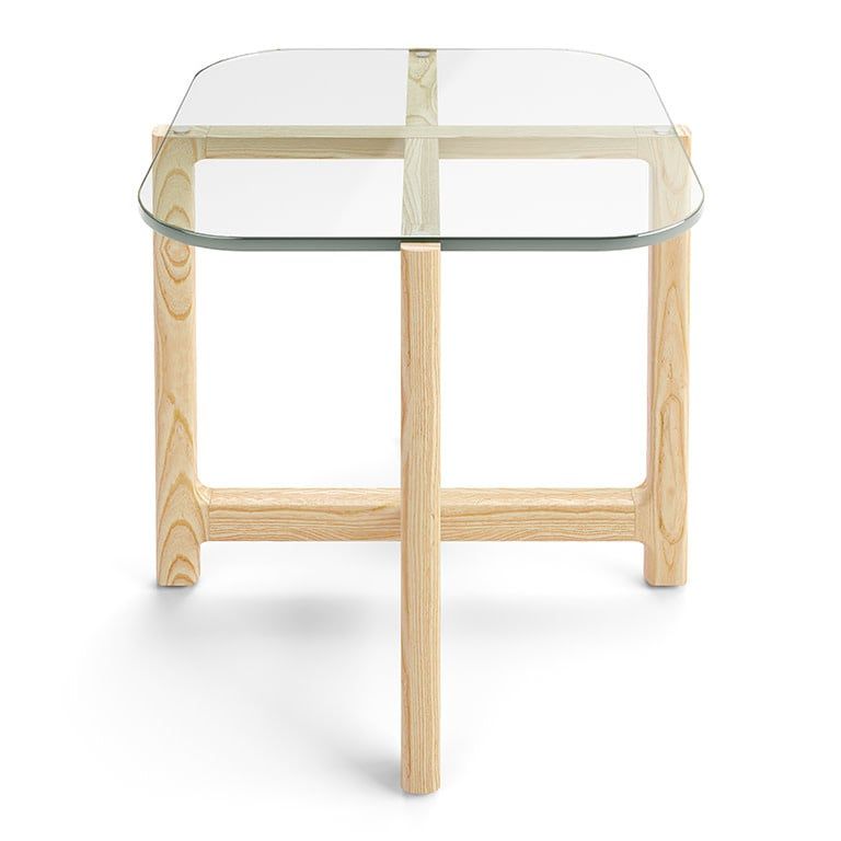 Quarry End Table, Color: Natural Ash and Clear Glass