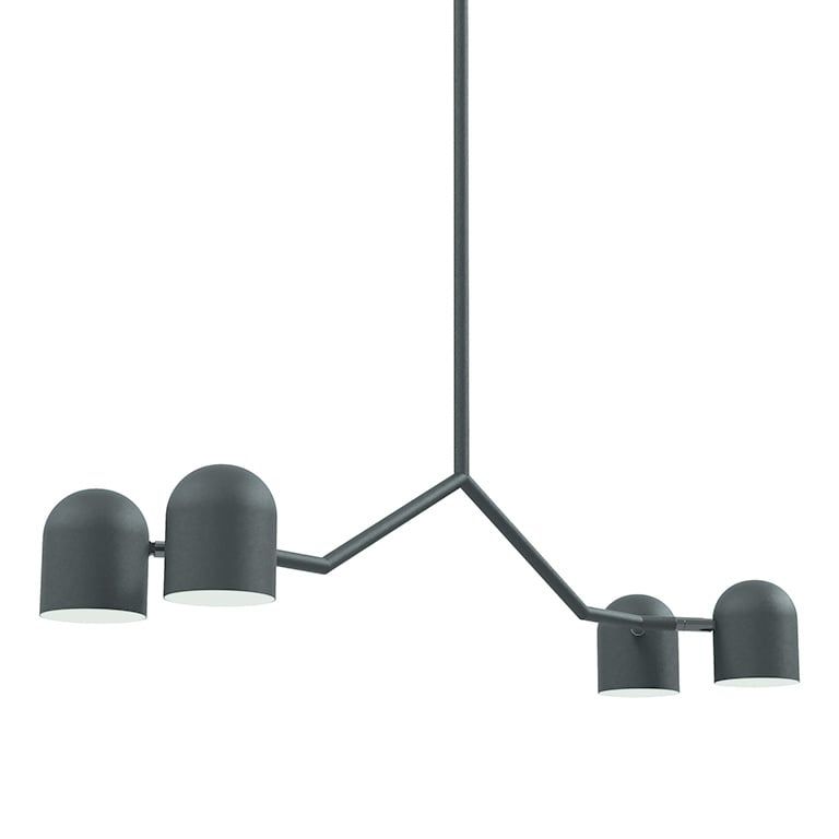 Tandem 4-Head Pendant Light, Color: Black