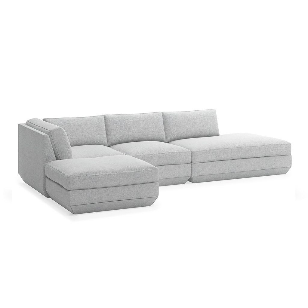 Podium 4-PC Lounge Sectional B, Left-facing, Color: Bayview Silver
