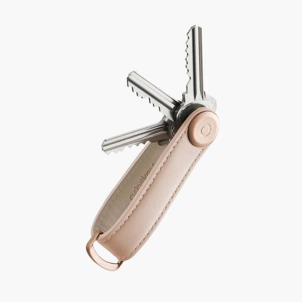 Orbitkey 2.0 Key Organizer, Leather, Color: Blush with Blush Stitching