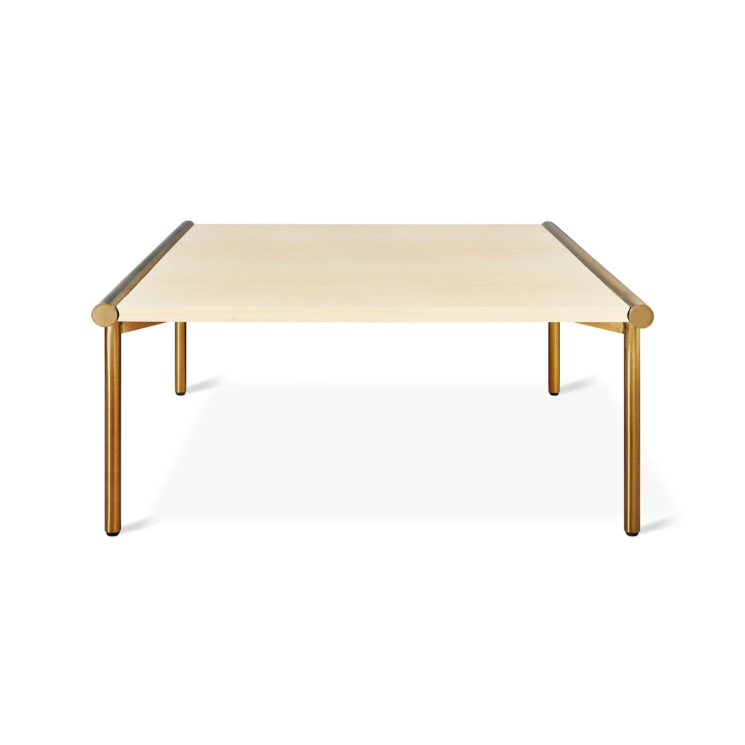 Manifold Coffee Table, Square, Color: Brass and Blonde Ash