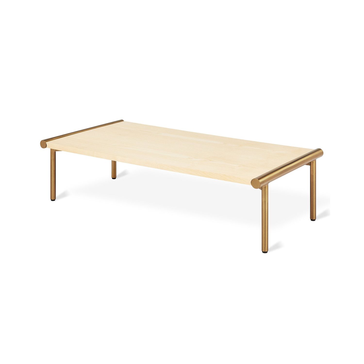 Manifold Coffee Table, Rectangle, Color: Brass and Blonde Ash