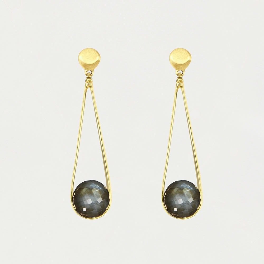 Mini Ipanema Earrings, Color: Labradorite and Gold