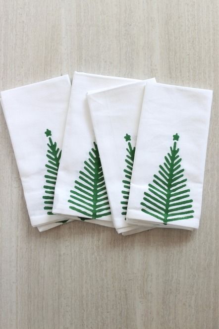 Christmas Tree Dinner Napkins, Set of 4