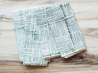 Striped Evergreen Dinner Napkins, Set of 4