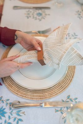 Striped Gold Dinner Napkins, Set of 4
