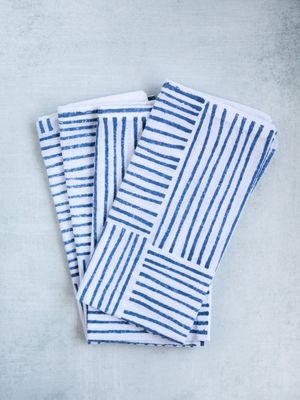Striped Navy Dinner Napkins, Set of 4