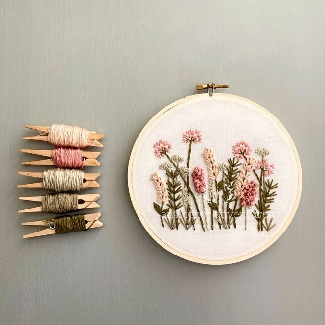 Hand Embroidery Kit - Meadow in Blush &amp; Olive