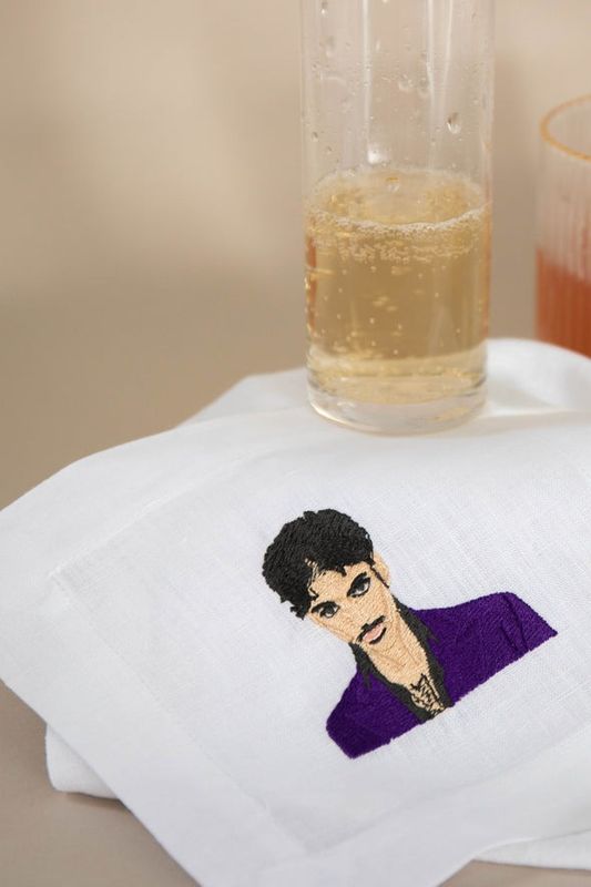Prince Embroidered Cocktail Napkins, Set of 4