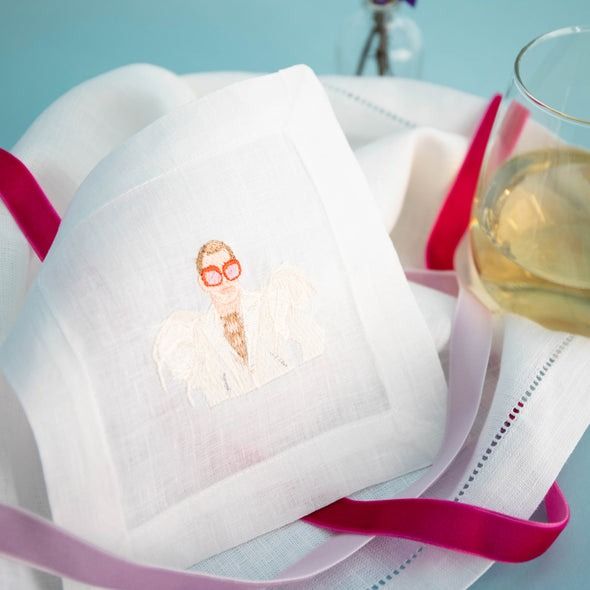 Elton John Embroidered Cocktail Napkins, Set of 4