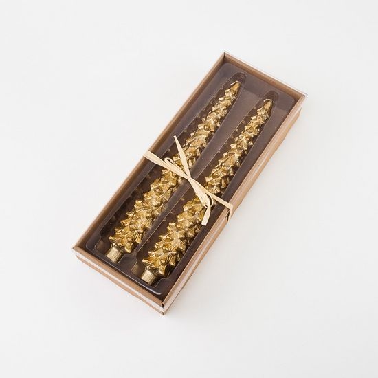 Gold Leaf Tree Taper Candles, Set of 2