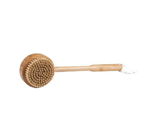 Bamboo Long Handle Bath Brush 14in