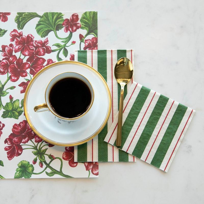 Green &amp; Red Awning Stripe Guest Napkin