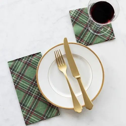 Green Plaid Guest Napkin