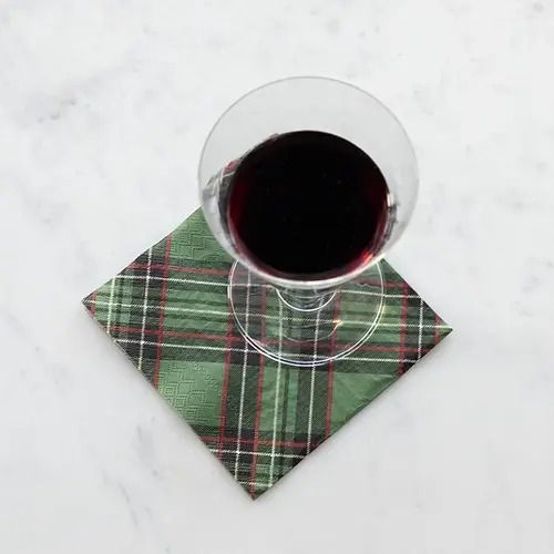 Green Plaid Cocktail Napkin