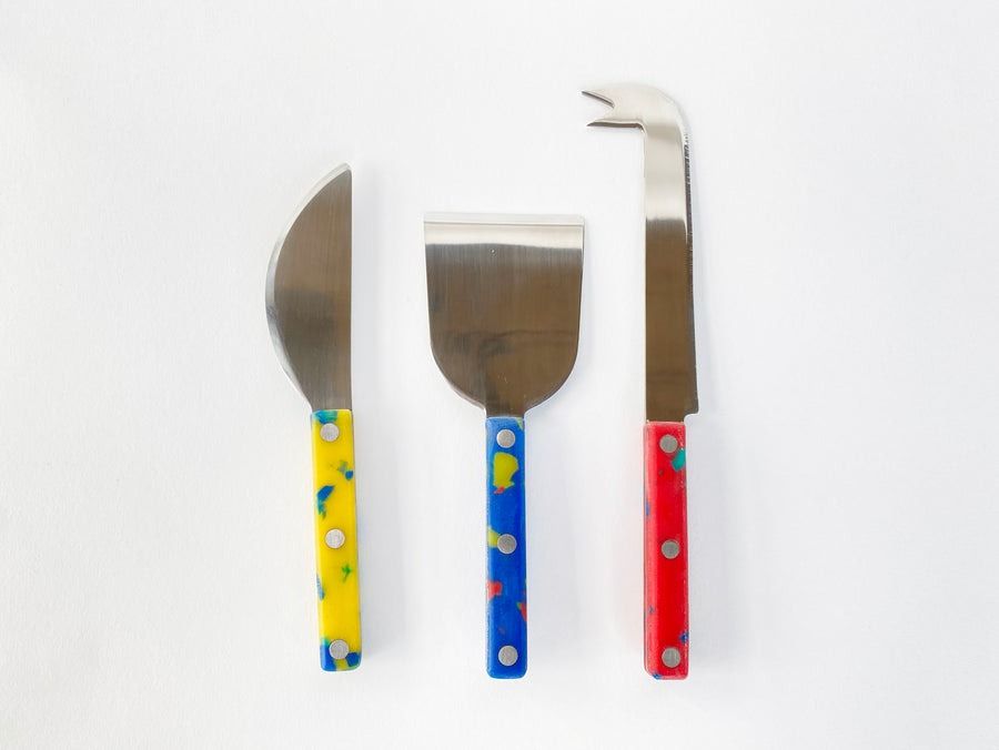 Cheese Knife Set, Red, Yellow and Blue