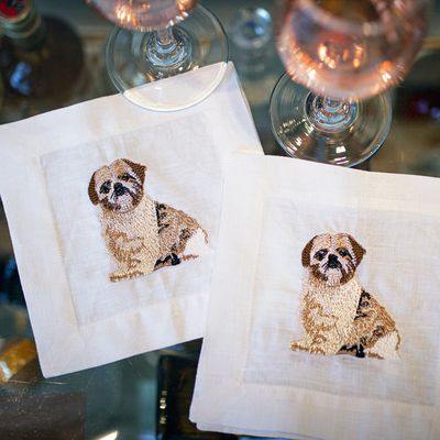 Shih Tzu Embroidered Cocktail Napkins, Set of 4