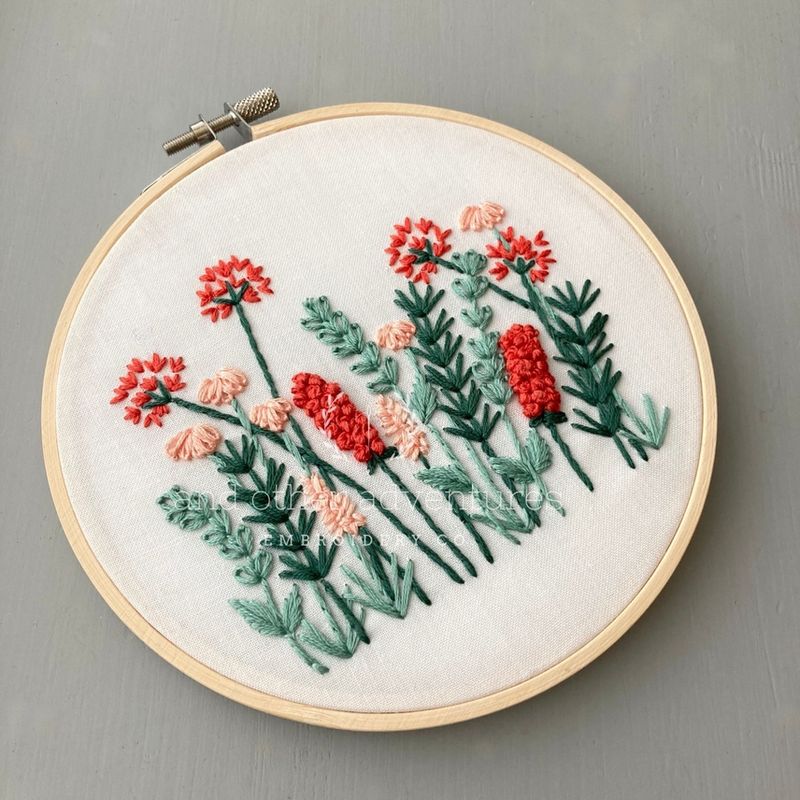 Beginner Embroidery Kit - Coral &amp; Mint Meadow
