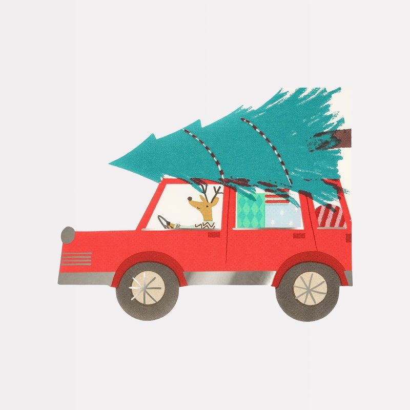 Driving Reindeer Napkins, Set of 16