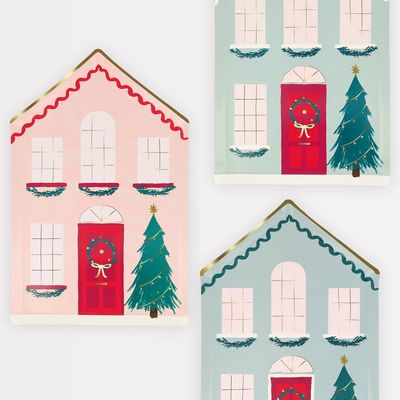 Festive House Plates, Set of 8