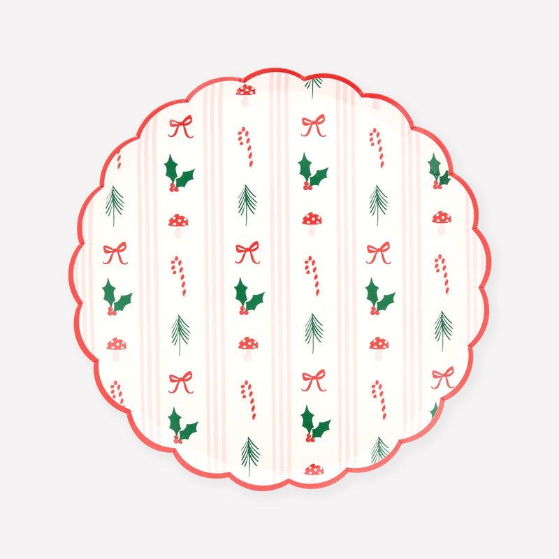 Festive Icon Stripes Side Plates, Set of 8