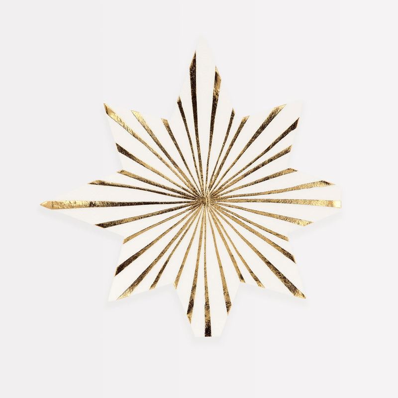 Gold Stripe Star Napkins, Set of 16